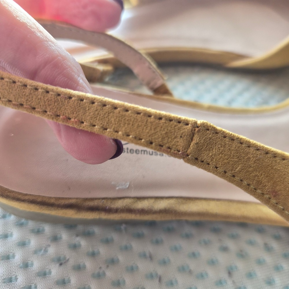 Self Esteem Akita Mustard Yellow Faux Suede Pointed Toe Slingback Flats Womens 6 - Picture 6 of 10
